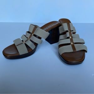 Italian Shoemakers Brown & Taupe Chunky Sandal Heel
